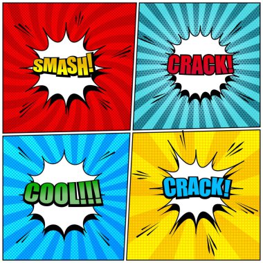 Çizgi roman sayfaları renkli seti