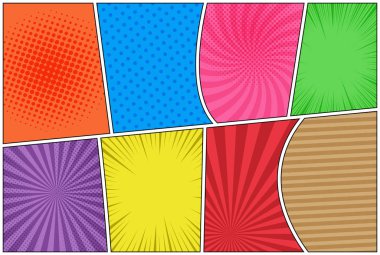 Komik renkli yatay kompozisyon