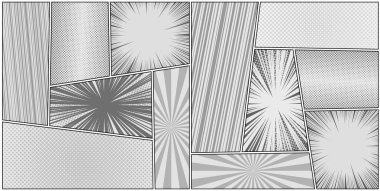 Çizgi roman tek renkli yatay kompozisyon