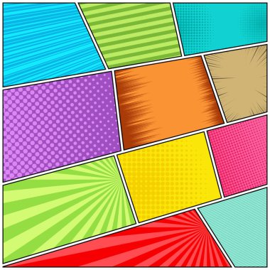 Çizgi roman sayfası parlak dinamik kavramı