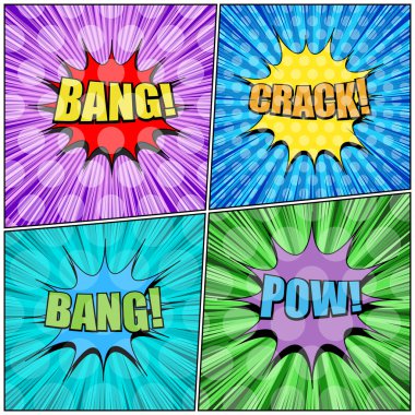 Çizgi roman renkli koleksiyon sayfaları