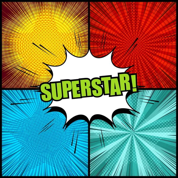 Comic superstar colorful backgrounds — Stock Vector