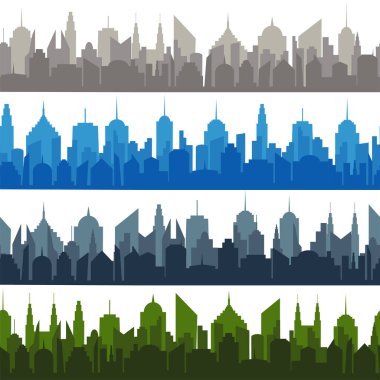 Parlak çizgi roman cityscapes seamless modeli