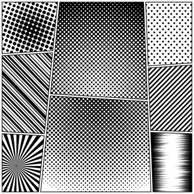 Siyah beyaz çizgi roman kompozisyon