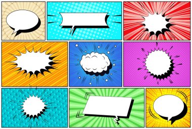 Koleksiyon komik beyaz konuşma kabarcıklar