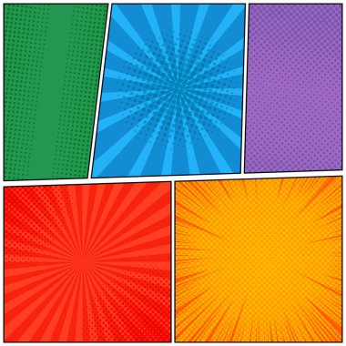 Komik sayfa renkli kompozisyon