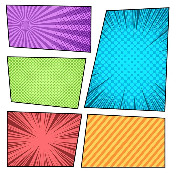 Comic marcos coloridos composición — Vector de stock