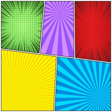 Çizgi roman renkli kompozisyon