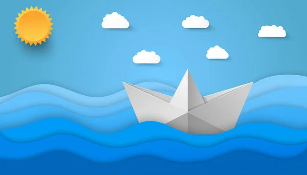 折纸式海洋背景 — 图库矢量图片