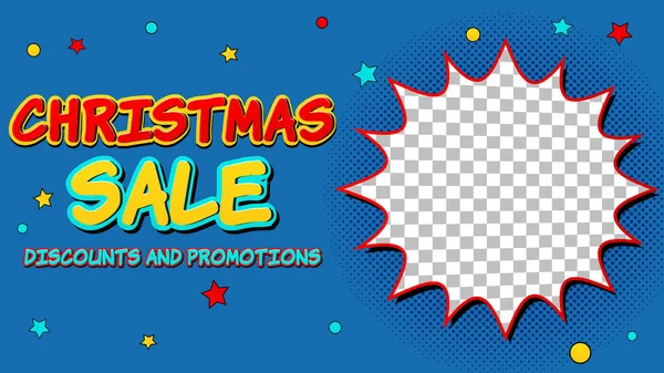 Christmas Sale komiks reklamní koncept — Stockový vektor