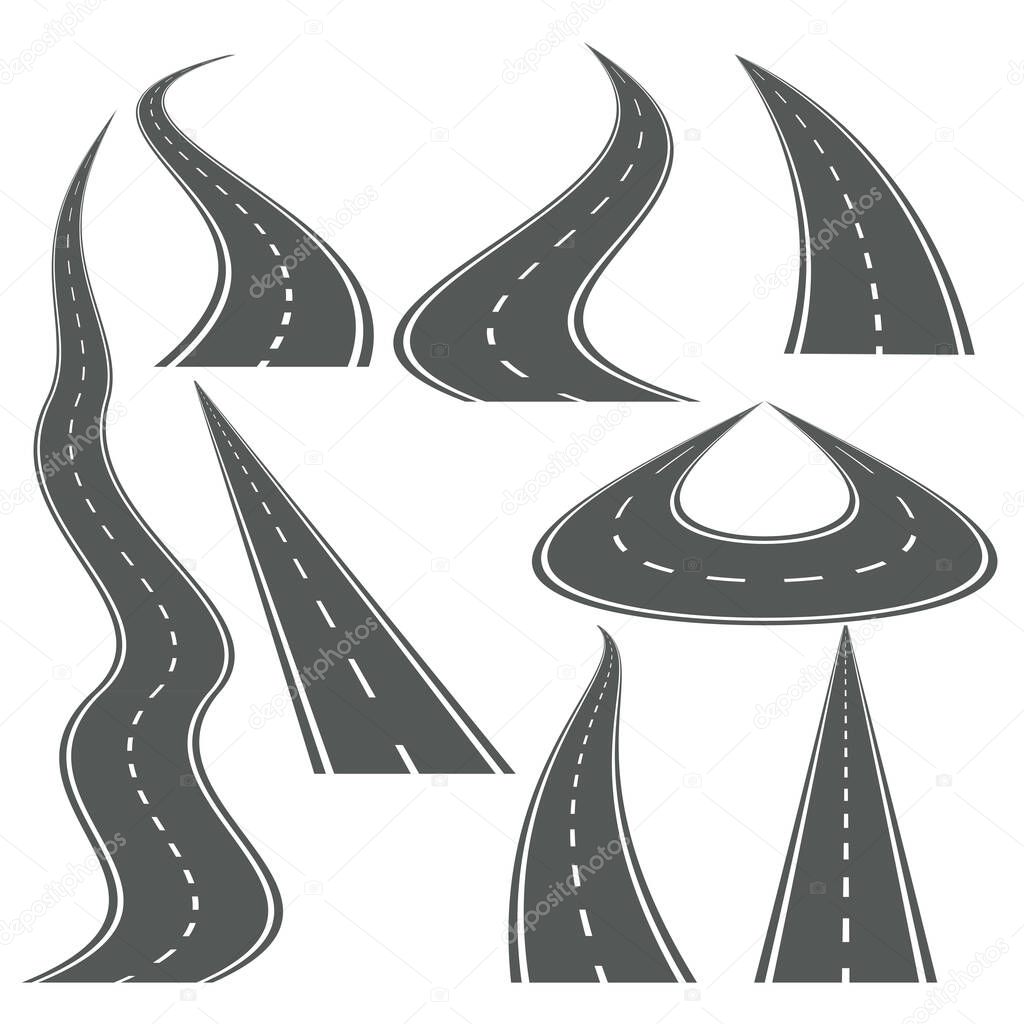 Perspective curved roads set