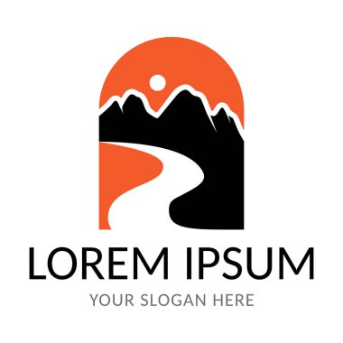 dağ zirvesi ve nehir vektör logosu