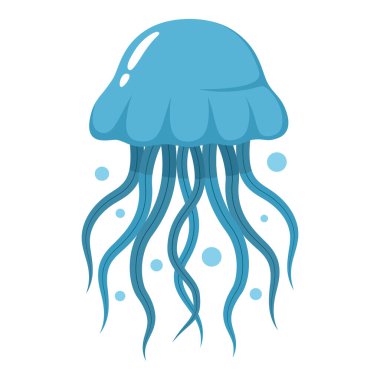 mavi denizanası vektör illüstrasyon logosu