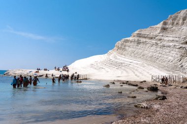 Scala dei Turchi. İtalya. Sicilya. Türk merdivenlerden. Sicilia