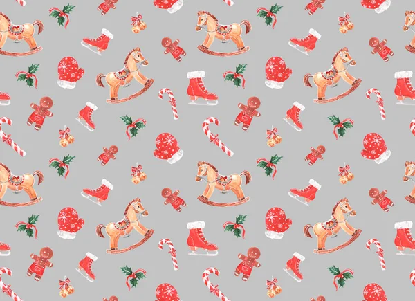 sulu boya desen renkli bir arka plan üzerinde Noel oyuncaklar ile. suluboya çizimi. Manuel çalışma. arka plan.