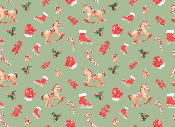 sulu boya desen renkli bir arka plan üzerinde Noel oyuncaklar ile