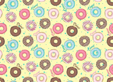 desen çok renkli donut krema ve çikolata renkli bir arka plan ile boğulmuş görüntü ile