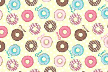 desen çok renkli donut krema ve çikolata renkli bir arka plan ile boğulmuş görüntü ile