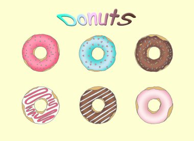 desen çok renkli donut krema ve çikolata renkli bir arka plan ile boğulmuş görüntü ile