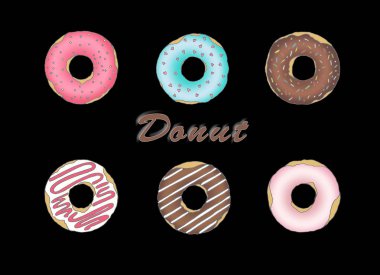 desen çok renkli donut krema ve çikolata renkli bir arka plan ile boğulmuş görüntü ile