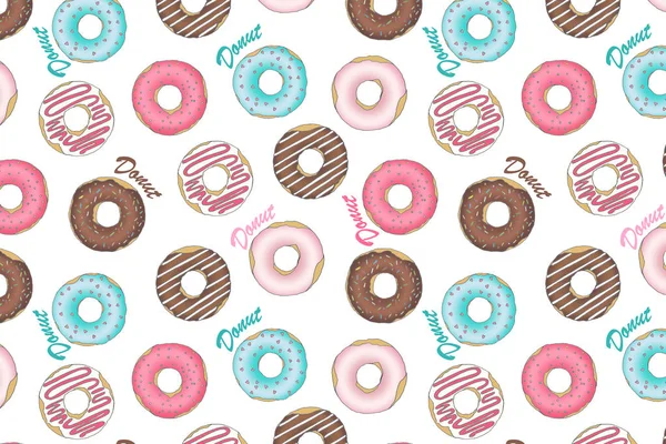 Padrão Com Imagem Donuts Multi Coloridos Encharcados Com Gelo Chocolate — Fotografia de Stock