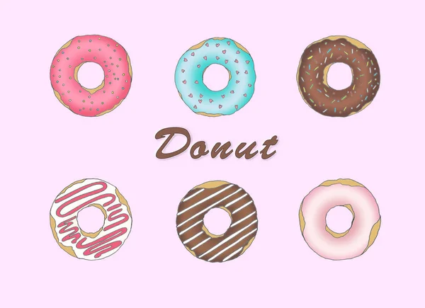 Padrão Com Imagem Donuts Multi Coloridos Encharcados Com Gelo Chocolate — Fotografia de Stock