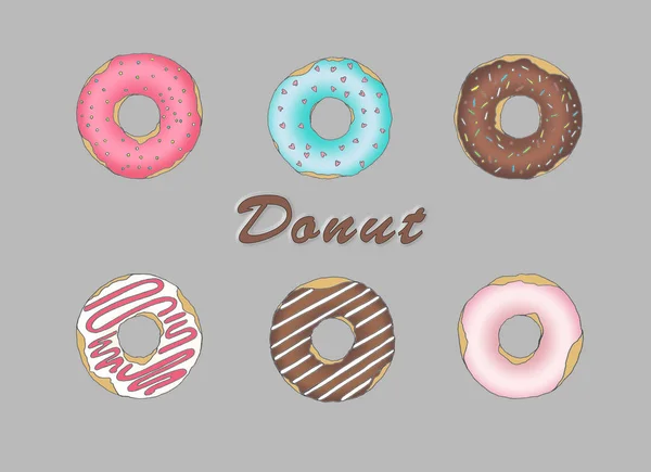 Padrão Com Imagem Donuts Multi Coloridos Encharcados Com Gelo Chocolate — Fotografia de Stock