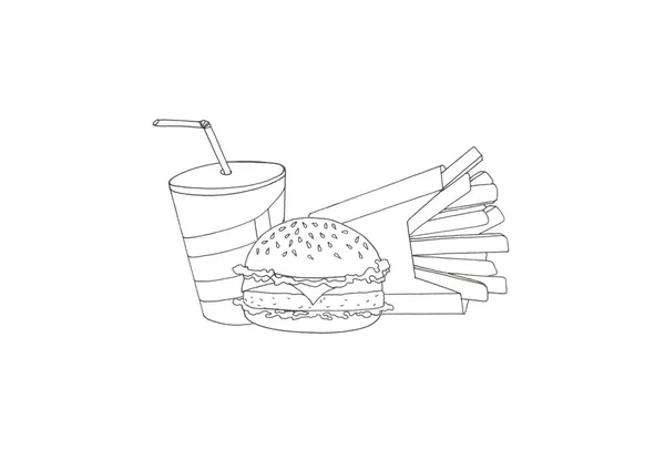 Contour image of fast food and drink symbols — Stock Photo, Image