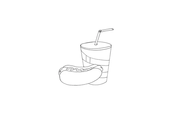 Contour image of fast food and drink symbols — Stock Photo, Image