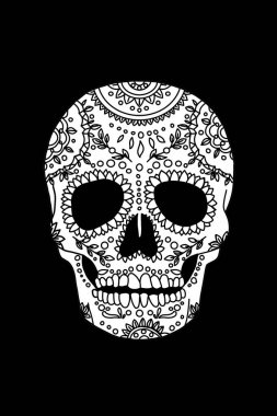 Meksika tarzında boyalı kafatası deseni