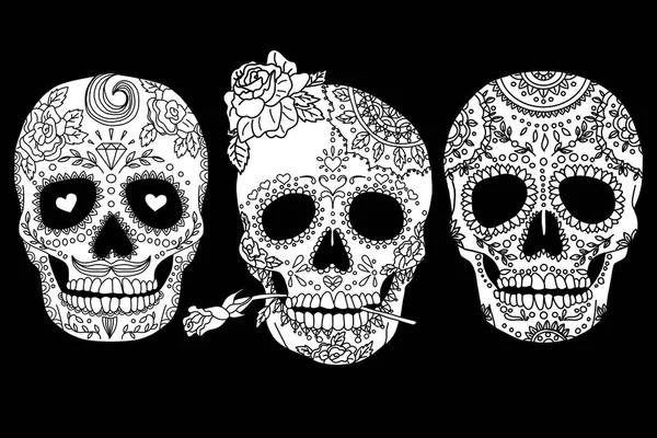 멕시코 스타일의 두개골 패턴을 그린 로열티 프리 스톡 이미지