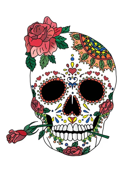 멕시코 스타일의 두개골 패턴을 그린 스톡 이미지