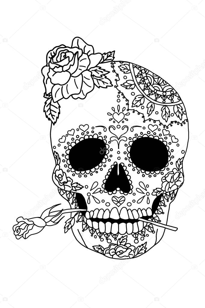 painted skull pattern in Mexican style
