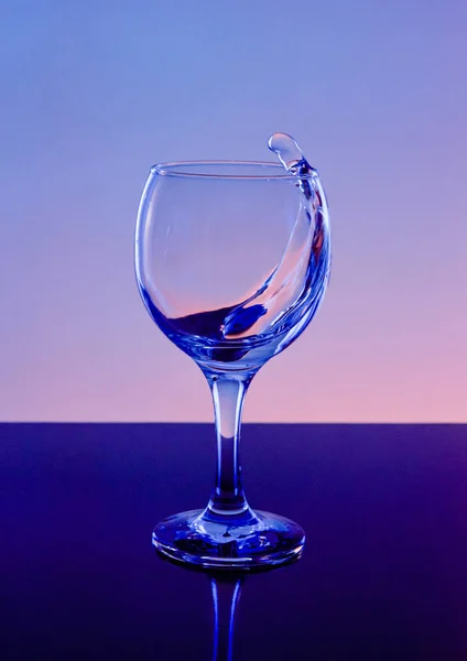 Splash Wine Glass Drink Glass Blue Background — Stock Photo, Image