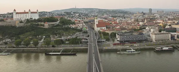 Beautiful Panorama Bratislava Downtown View Day Town Cityscape Twilight Traveling — Stock Photo, Image