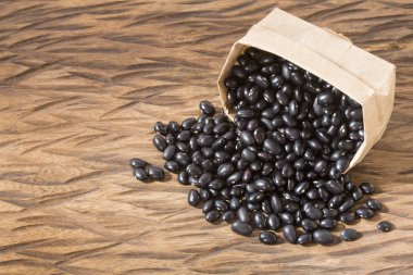 Ham siyah fasulye. Üstten görünüm - Phaseolus vulgaris siyah kaplumbağa