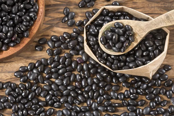 Raw black beans. Top view - Phaseolus vulgaris' Black turtle