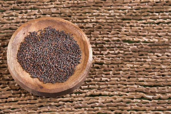 Zwarte Mosterd Zaden Bowl Brassica Nigra — Stockfoto