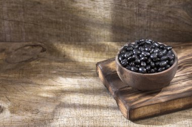 Ham siyah fasulye. Üstten görünüm - Phaseolus vulgaris siyah kaplumbağa