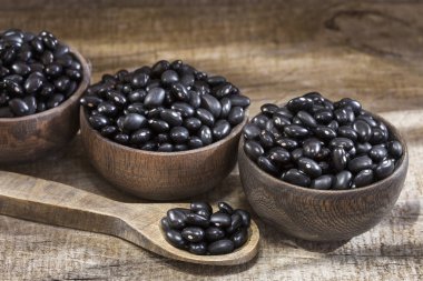 Ham siyah fasulye. Üstten görünüm - Phaseolus vulgaris siyah kaplumbağa