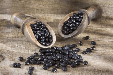 Ham siyah fasulye. Üstten görünüm - Phaseolus vulgaris siyah kaplumbağa