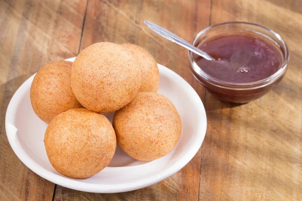 Hoofdgerecht Van Het Bunuelos Tijdens Kerst Seizoen Bunuelos Colombiaanse Traditionele — Stockfoto