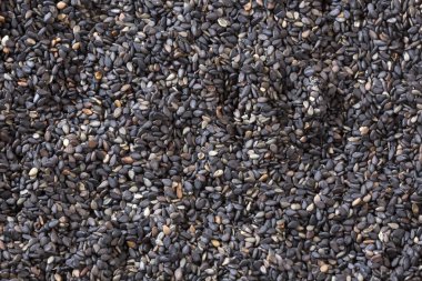 Siyah susam - Sesamum indicum organik tohumları. Üstten görünüm