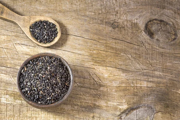 Zwarte Biologische Zaden Voor Sesame Sesamzaad Indicum — Stockfoto