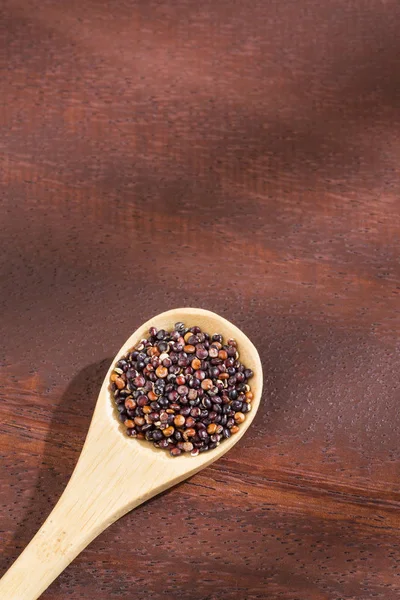 Sementes Quinoa Preta Orgânica Conceito Comida Vegan Saudável Visão Superior — Fotografia de Stock