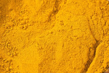 Organik zerdeçal tozu, Curcuma longa. Üst görünüm