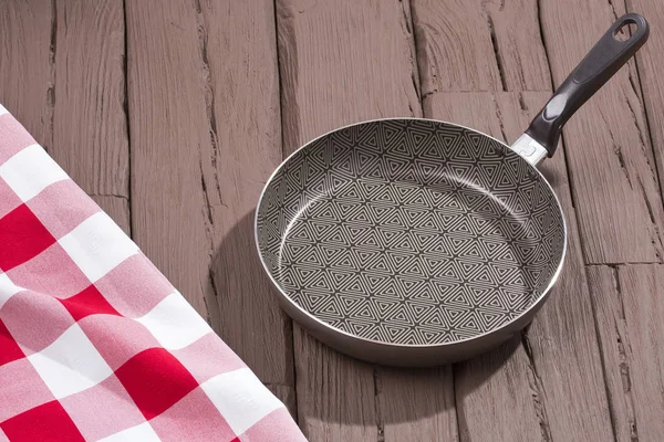 Nonstick Skillet Glass Lid Wooden Background — Stock Photo, Image