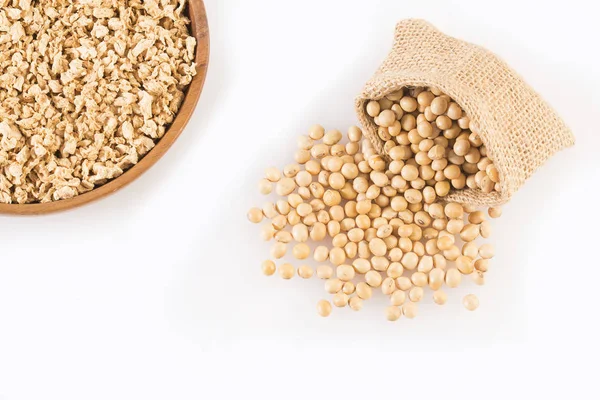 Crushed Soybeans Glycine Max White Background — Stock Photo, Image