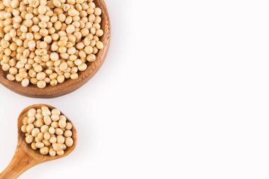 Soya fasulyesi - Glycine max kuru. Beyaz arka plan