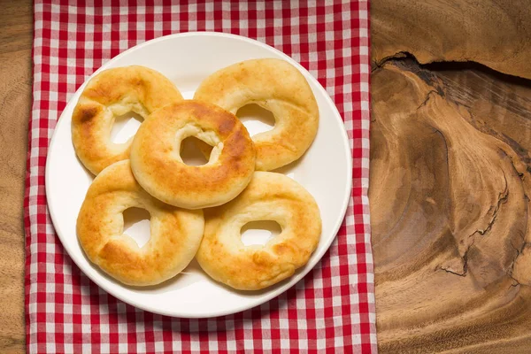 Pandequeso Comida Tradicional Colombiana Mesa Madera —  Fotos de Stock